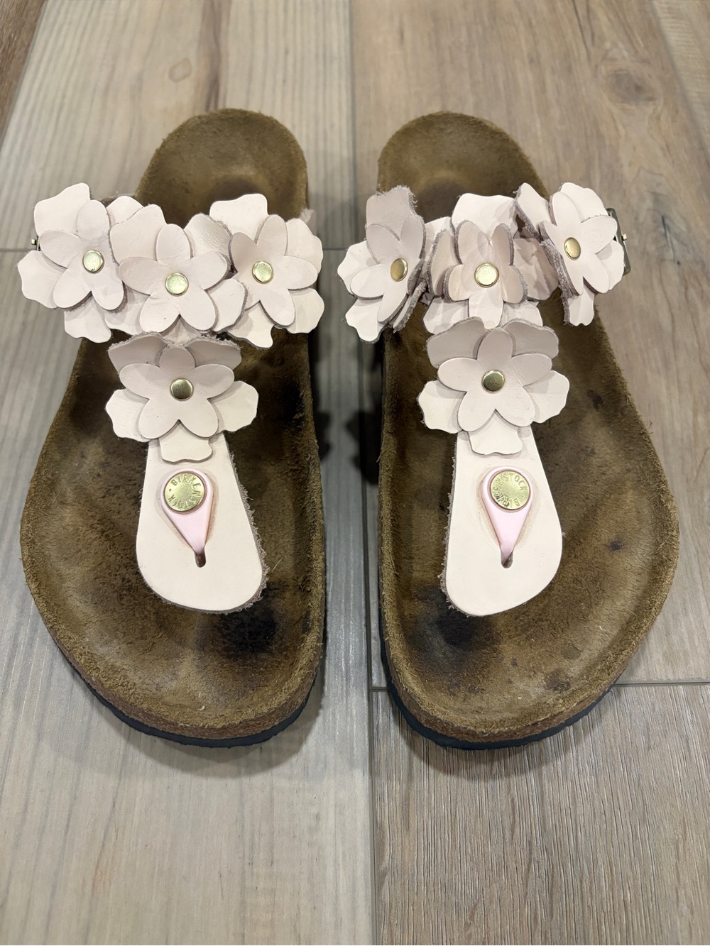 Birkenstock Gizeh Flowers Toe-Post Sandals Pale Rose Pink size 39 Regular Wide